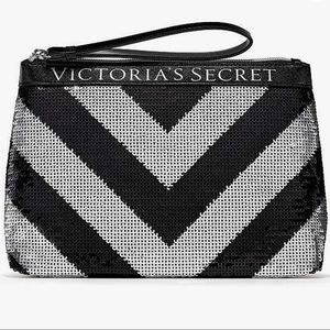 Victoria’s Secret Black Silver Sequin Cosmetic Bag